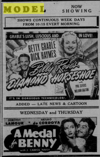 Model Theater - Jul 2 1945 Ad